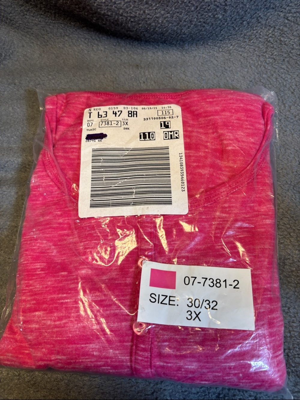 Woman Within Heathered Hot Pink Tunic Top